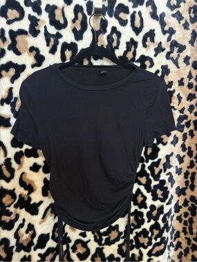 SHEIN Black Short-Sleeve Side-Tie Crop Top